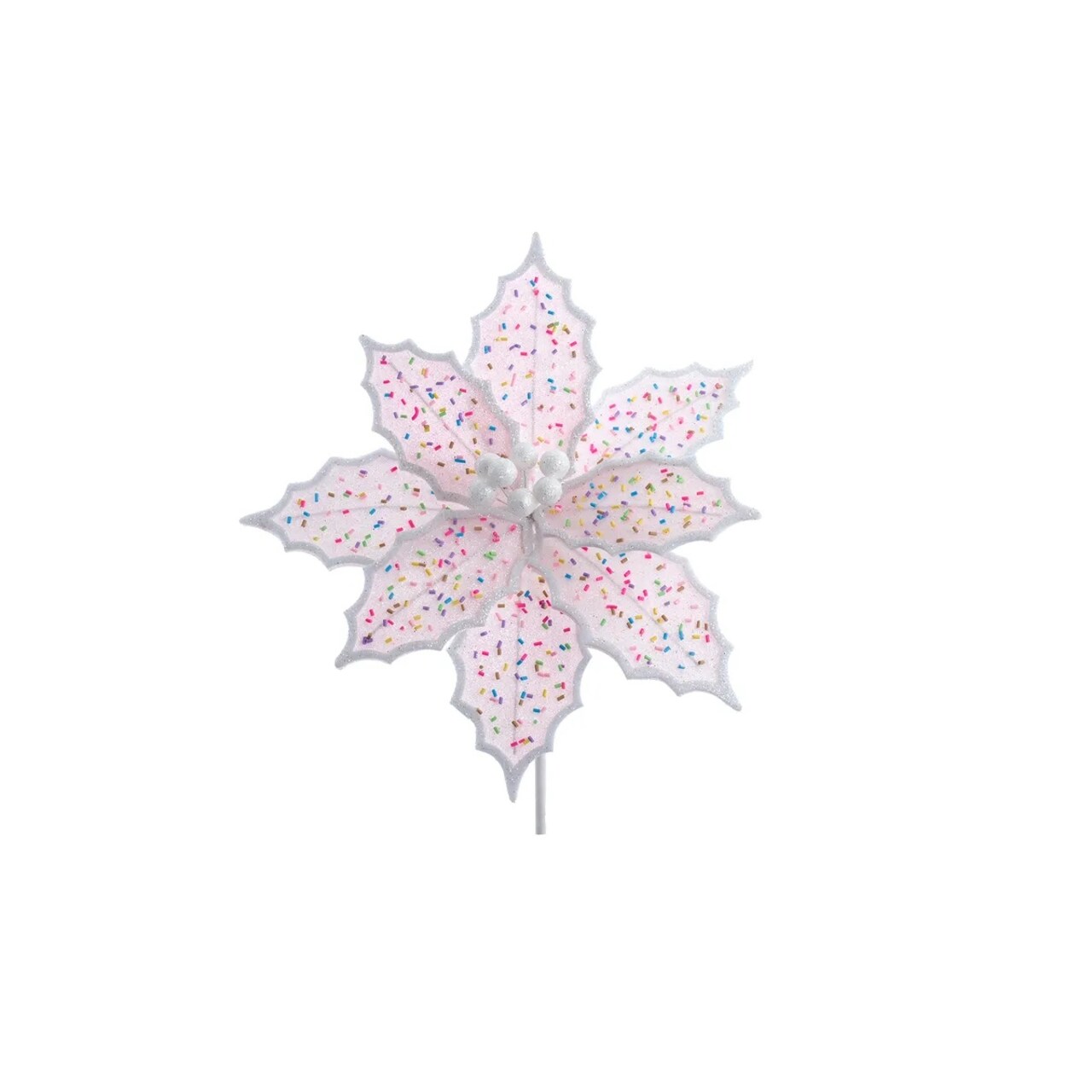 KSA Set of 12 Pink Frosted Poinsettia Artificial Christmas Picks 14"